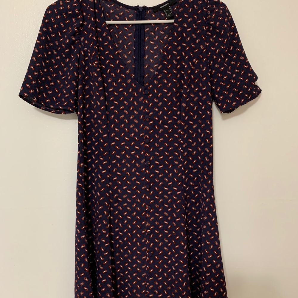 Blue & Red Printed Mini Dress